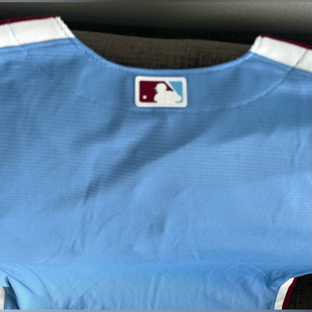 Nike Authentic Blue Philadelphia Phillies Throwback Baseball Jersey Mens Sz: XL - Picture 8 of 8